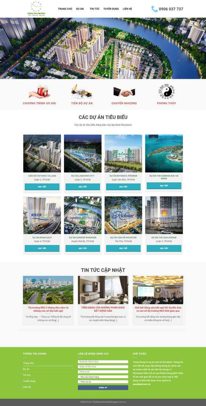 Mẫu website bất động sản nhiều dự án landing page
