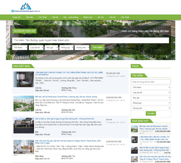 Thiết kế website rao vặt bất động sản đầy đủ tiện ích