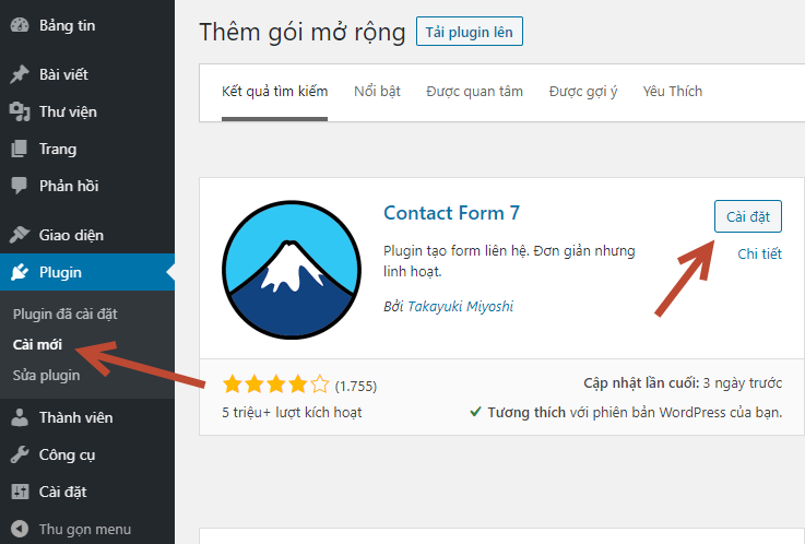 Cài đặt Plugin Contact Form 7